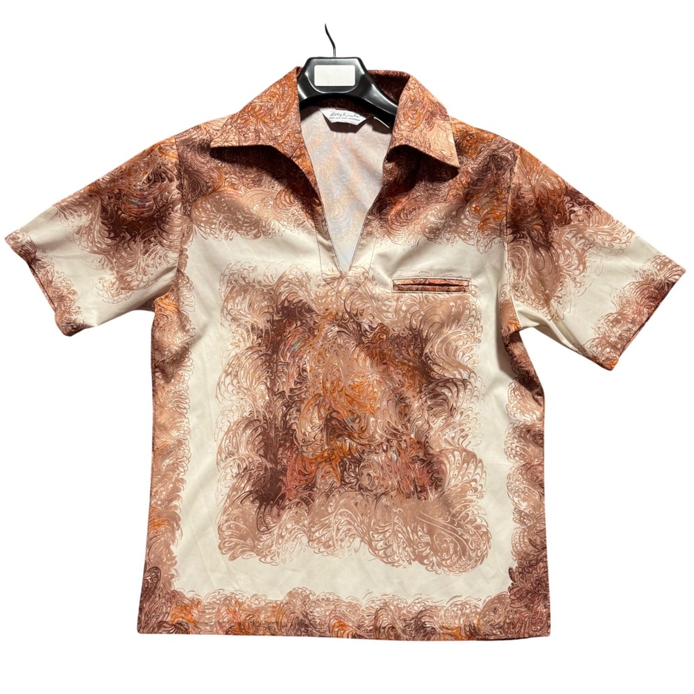 Lilly Dache Mens Short Sleeve Collared Shirt‎ Size M Abstract Print 70s Vintage